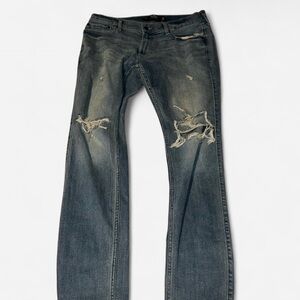 Hollister Men's Skinny Flex blue ripped Jeans - Blue